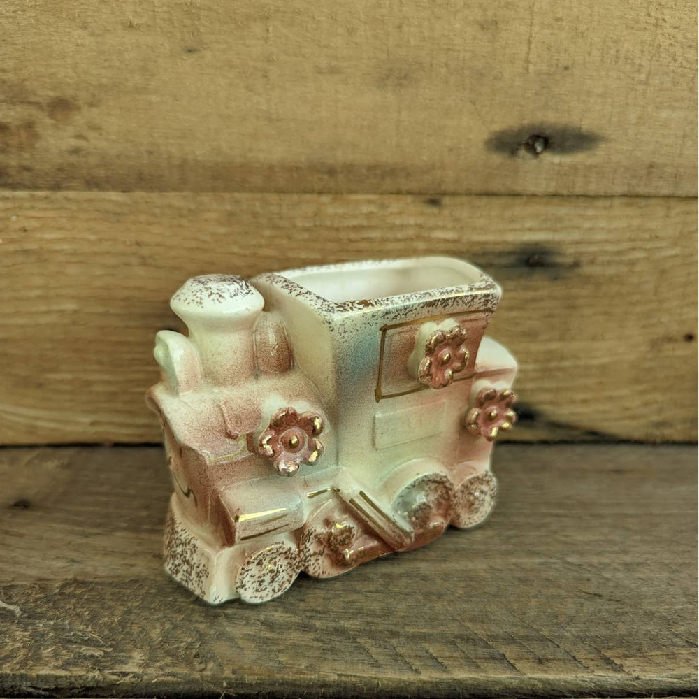 Vintage 1950s Anthropomorphic Baby Train Ceramic Planter by Tilso Japan